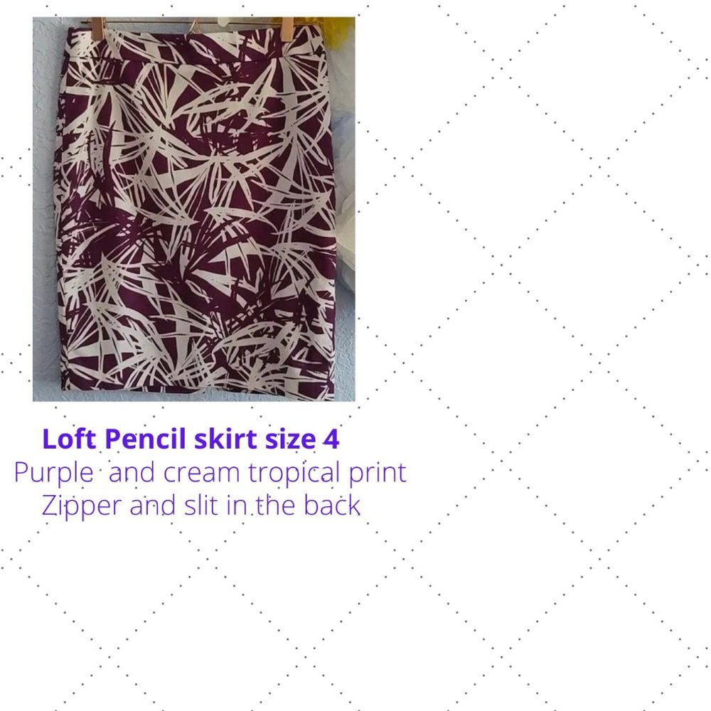 Loft Pencil Skirt Tropical Print Size 4
